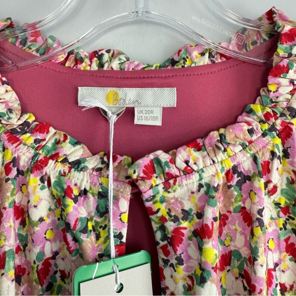 NWT BODEN Floral Ruched Jersey Midi Dress Multi Painterly Floret Puff Sleeve 16 - Picture 10 of 16